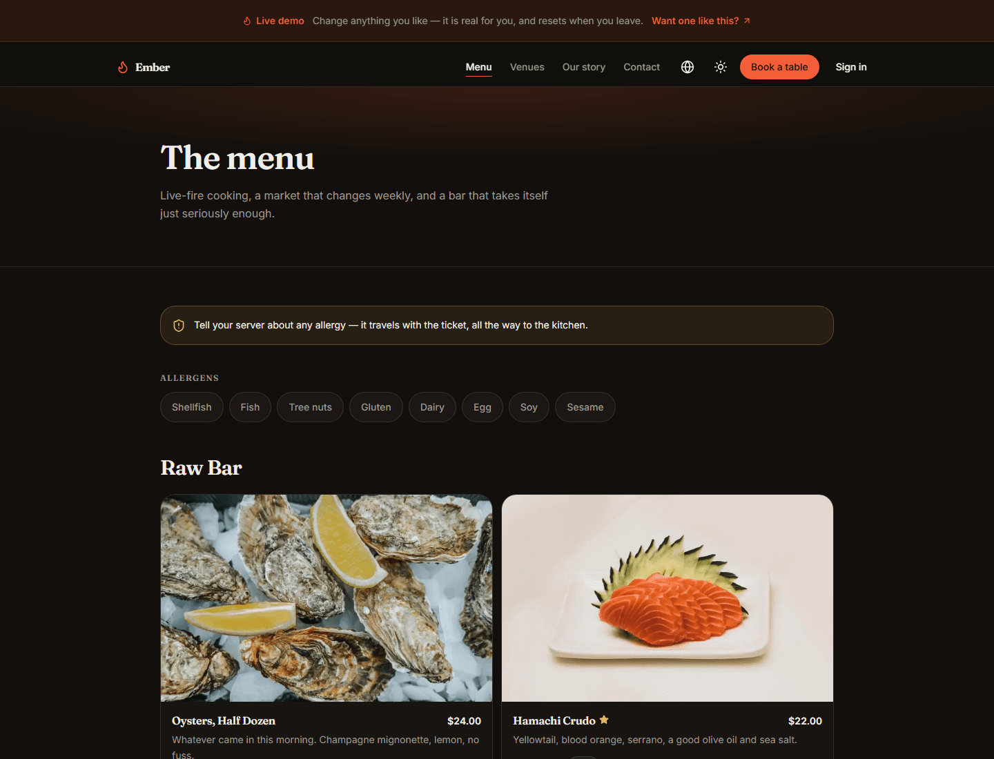 The public menu