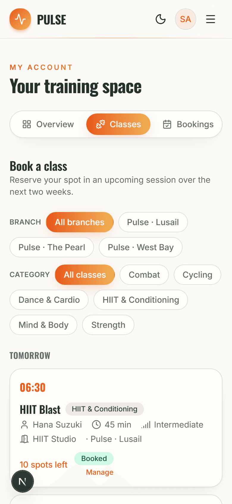 Pulse member portal on a phone